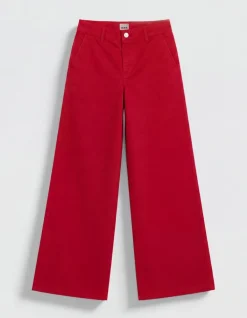 Pantalon chino rouge large Femme