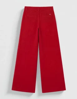 Pantalon chino rouge large Femme