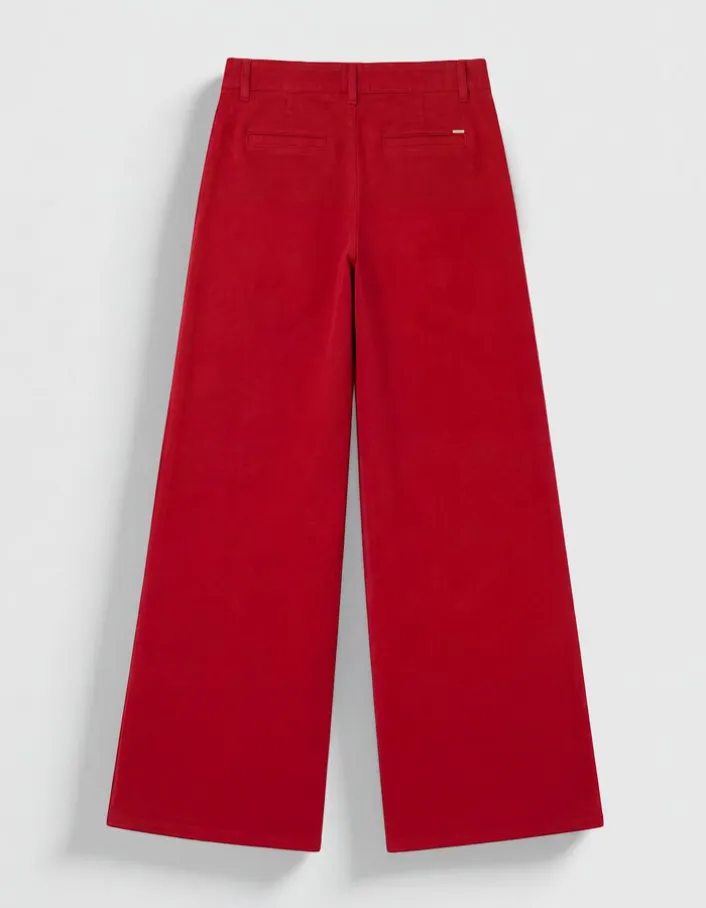 Pantalon chino rouge large Femme