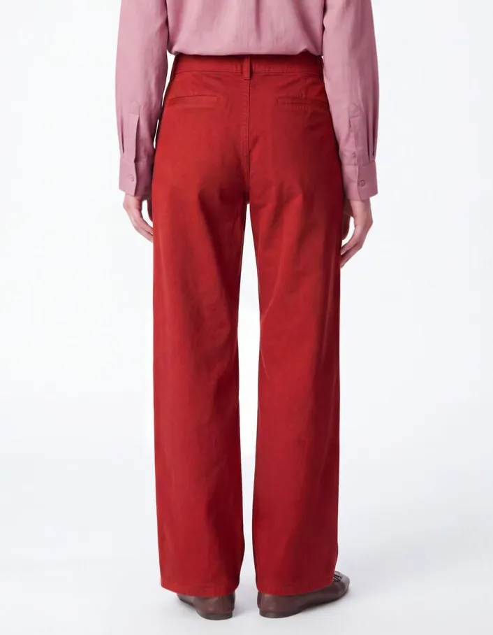Pantalon chino rouge large Femme