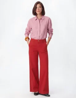 Pantalon chino rouge large Femme