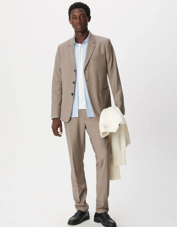 Pantalon de costume beige chiné TRAVEL SUIT Homme
