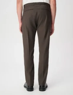 Pantalon de costume marron flanelle 100% laine Homme