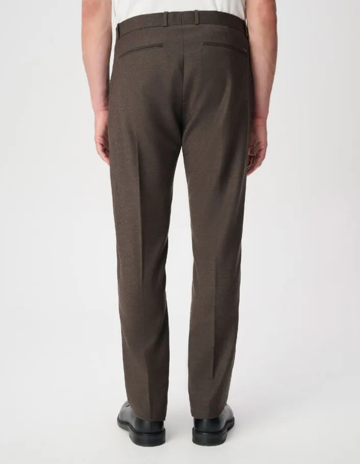 Pantalon de costume marron flanelle 100% laine Homme