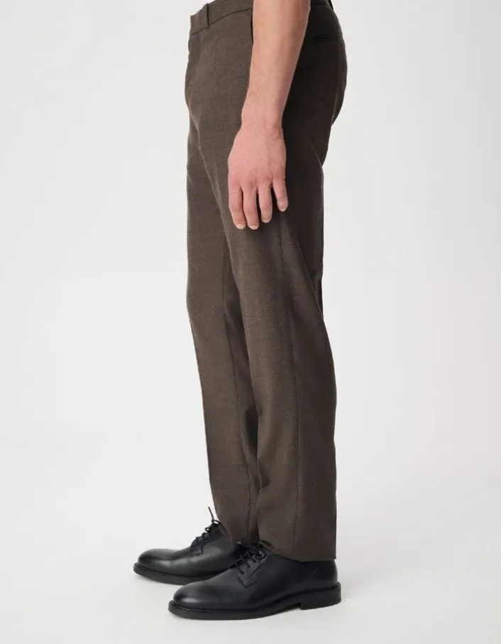 Pantalon de costume marron flanelle 100% laine Homme