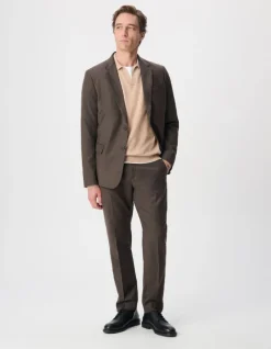 Pantalon de costume marron flanelle 100% laine Homme
