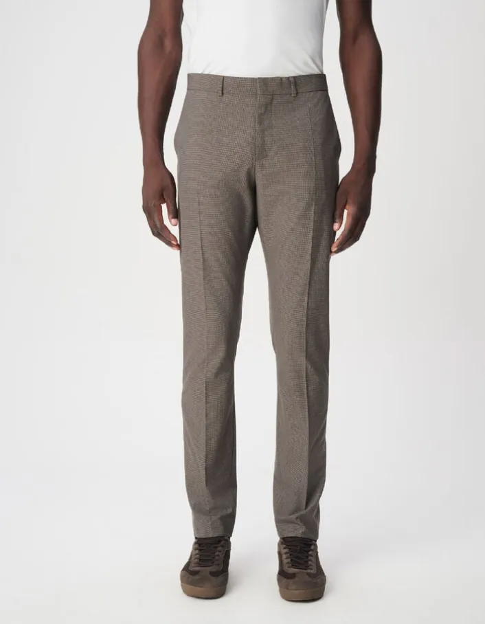 Pantalon de costume marron motif pied-de-puce Homme
