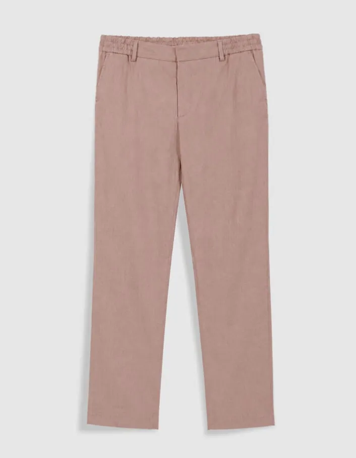Pantalon de costume rose lin mélangé Homme