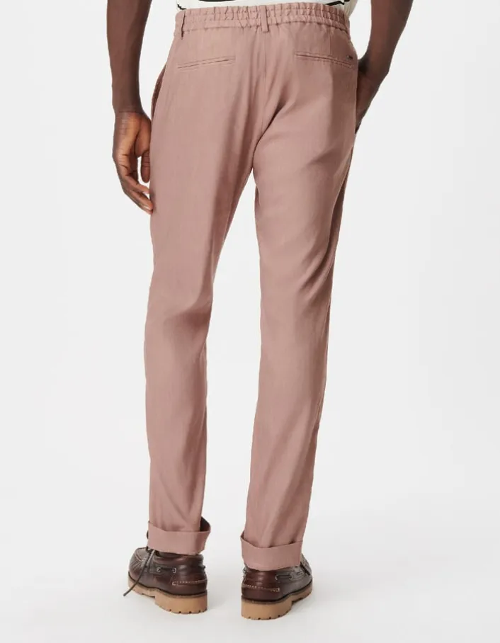 Pantalon de costume rose lin mélangé Homme