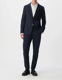 Pantalon de costume SLIM marine maille Milano Homme