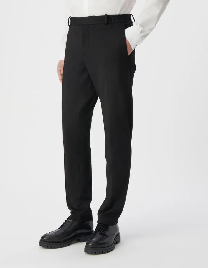 Pantalon de costume SLIM noir maille Milano Homme