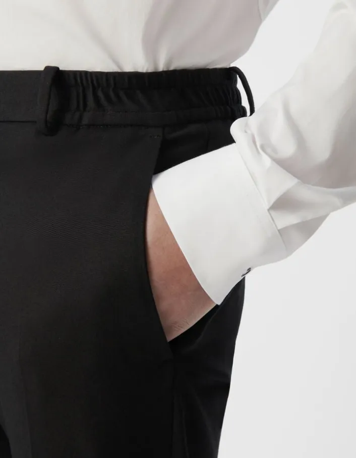 Pantalon de costume SLIM noir maille Milano Homme