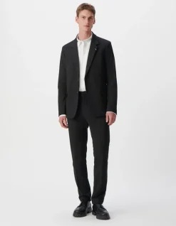 Pantalon de costume SLIM noir maille Milano Homme
