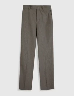 Pantalon de tailleur beige motif pied-de-puce Femme