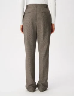 Pantalon de tailleur beige motif pied-de-puce Femme