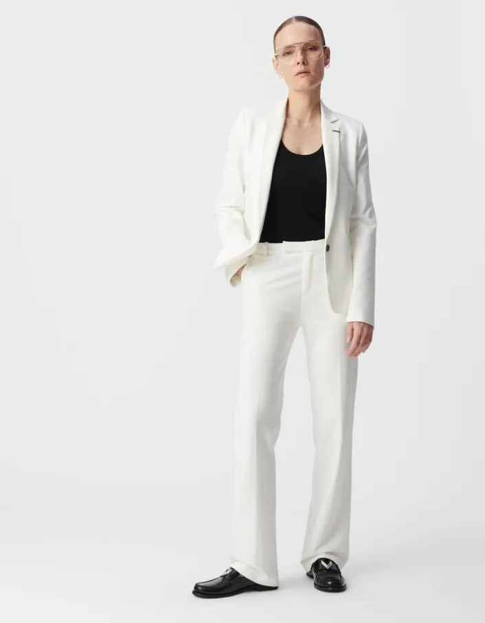 Pantalon de tailleur blanc ajusté maille Milano Femme