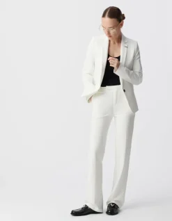 Pantalon de tailleur blanc ajusté maille Milano Femme
