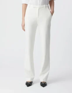 Pantalon de tailleur blanc ajusté maille Milano Femme