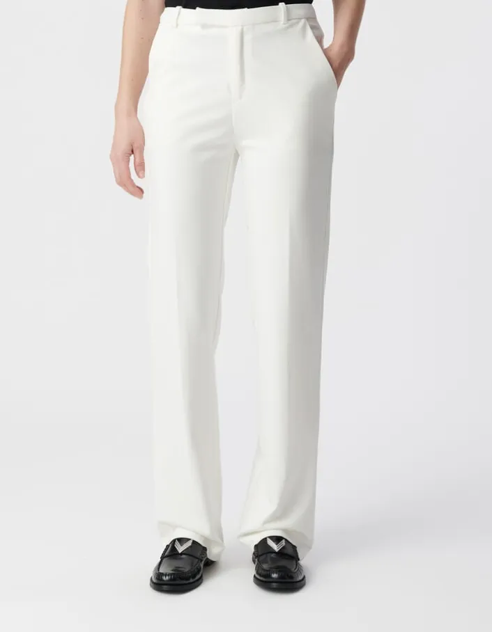 Pantalon de tailleur blanc ajusté maille Milano Femme
