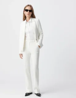 Pantalon de tailleur blanc ajusté maille Milano Femme