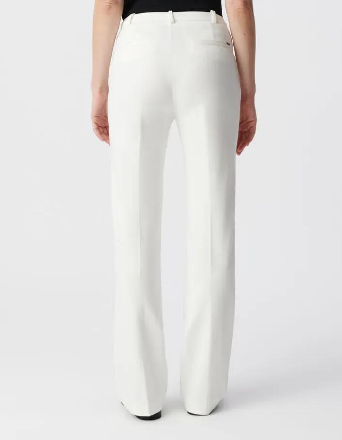 Pantalon de tailleur blanc ajusté maille Milano Femme