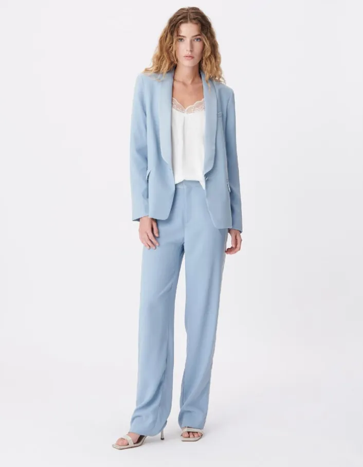Pantalon de tailleur bleu fluide Femme