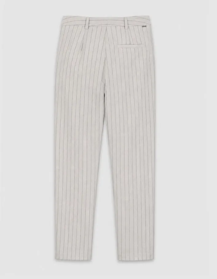 Pantalon de tailleur cigarette beige rayures tennis Femme