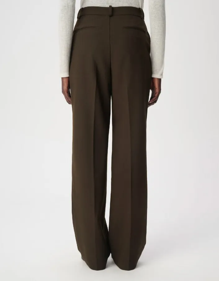 Pantalon de tailleur kaki façon laine froide Femme