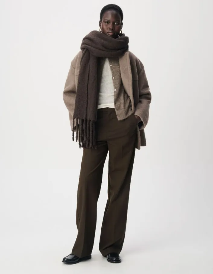 Pantalon de tailleur kaki façon laine froide Femme