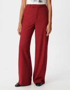 Pantalon de tailleur large rouge Femme