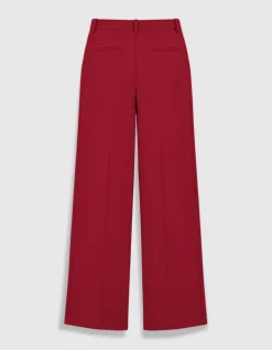 Pantalon de tailleur large rouge Femme