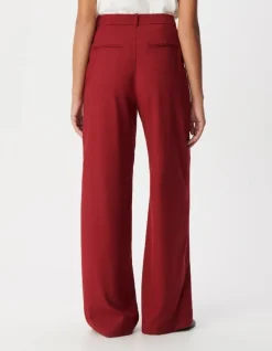 Pantalon de tailleur large rouge Femme
