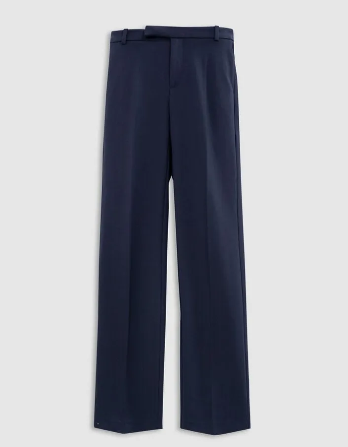 Pantalon de tailleur marine ajusté maille Milano Femme