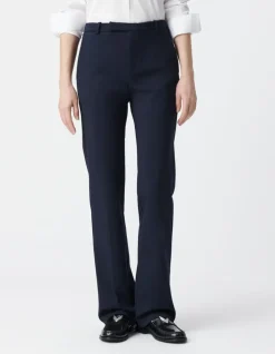 Pantalon de tailleur marine ajusté maille Milano Femme