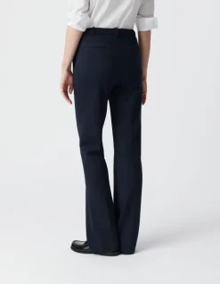 Pantalon de tailleur marine ajusté maille Milano Femme