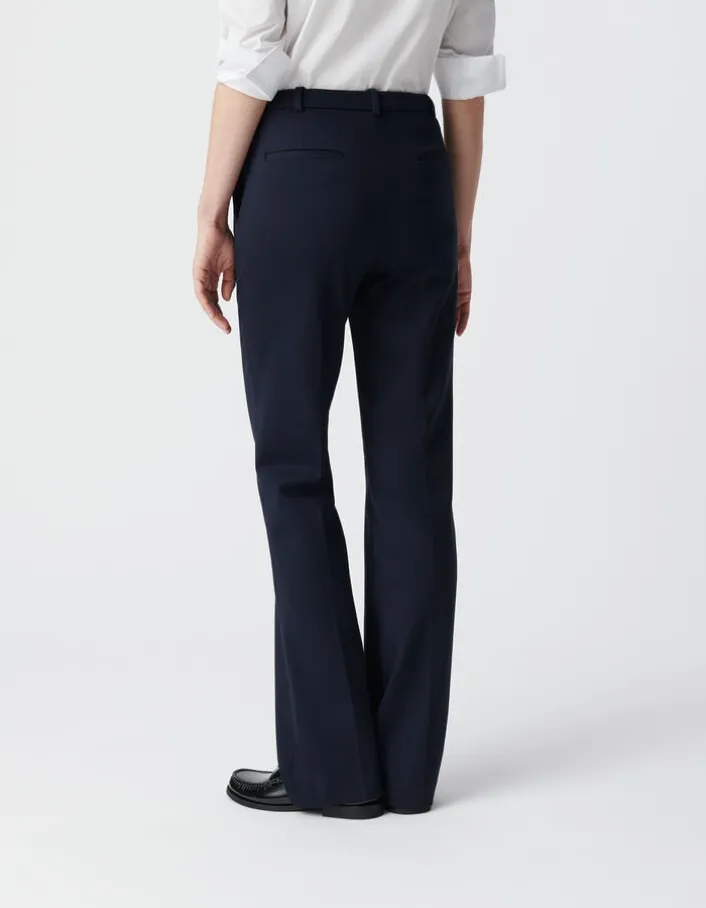 Pantalon de tailleur marine ajusté maille Milano Femme