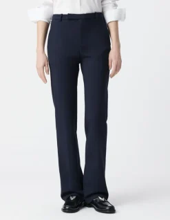 Pantalon de tailleur marine ajusté maille Milano Femme