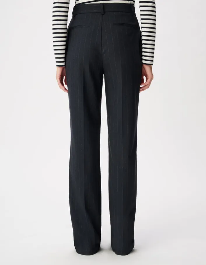 Pantalon de tailleur marine rayures tennis lurex Femme