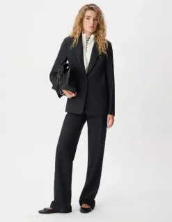 Pantalon de tailleur marine rayures tennis lurex Femme
