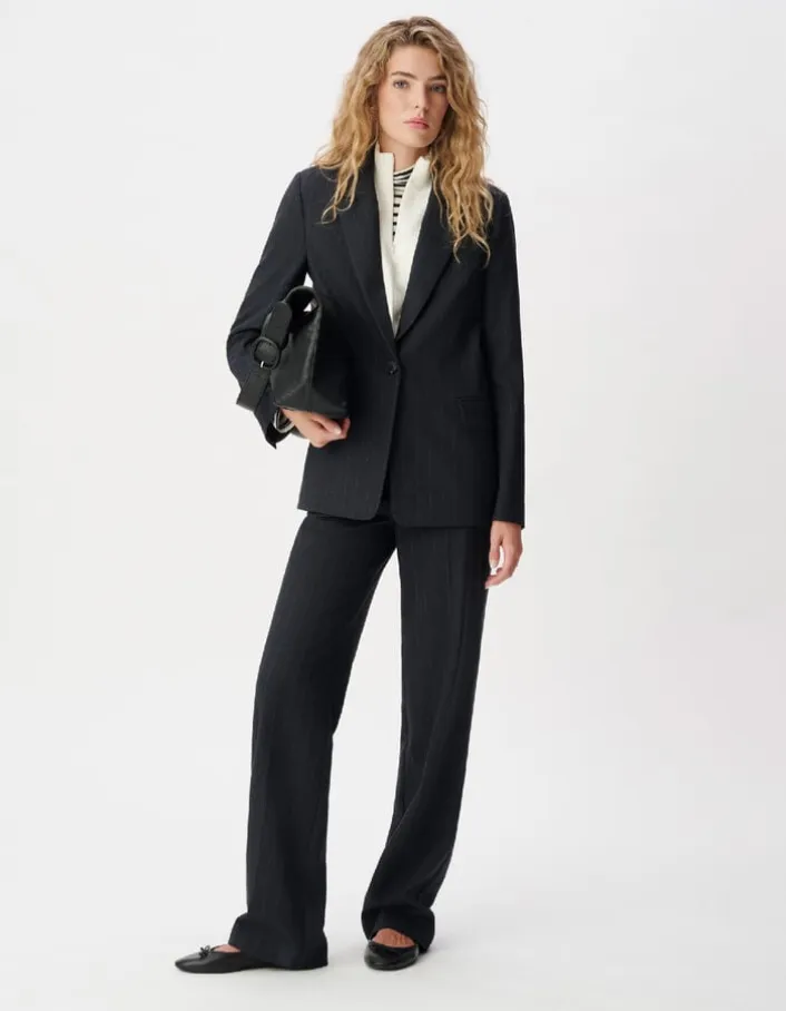 Pantalon de tailleur marine rayures tennis lurex Femme