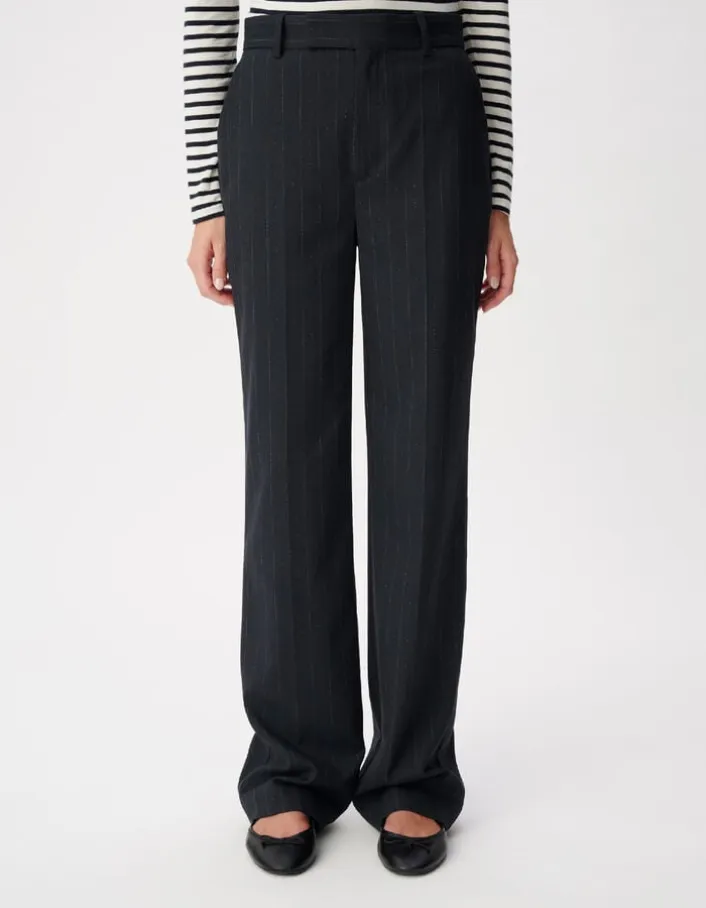 Pantalon de tailleur marine rayures tennis lurex Femme