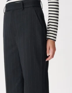 Pantalon de tailleur marine rayures tennis lurex Femme