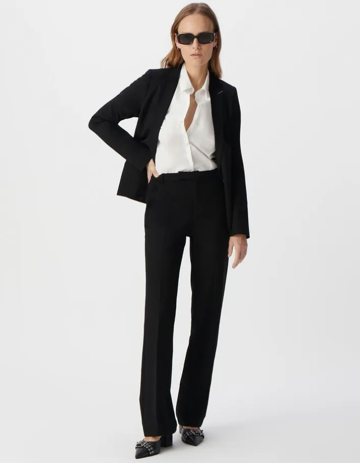 Pantalon de tailleur noir ajusté maille Milano Femme