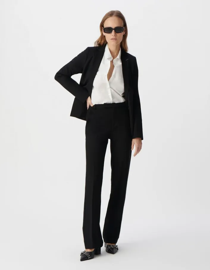 Pantalon de tailleur noir ajusté maille Milano Femme