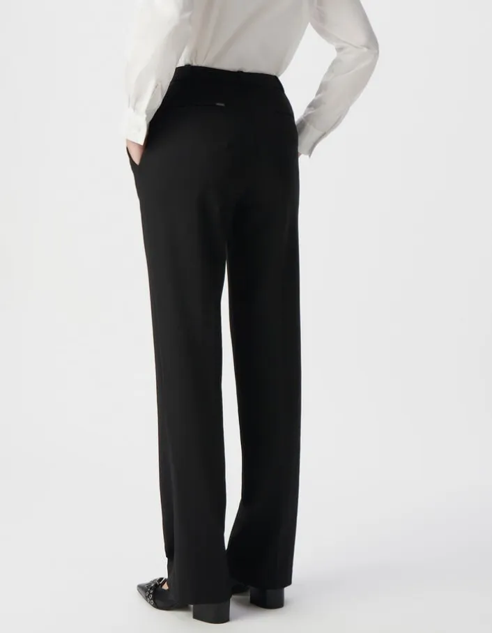 Pantalon de tailleur noir ajusté maille Milano Femme