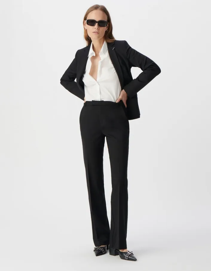 Pantalon de tailleur noir ajusté maille Milano Femme