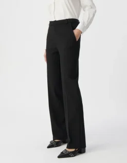 Pantalon de tailleur noir ajusté maille Milano Femme