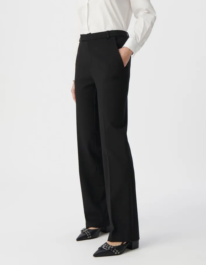 Pantalon de tailleur noir ajusté maille Milano Femme