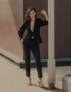 Pantalon de tailleur noir maille Milano Femme