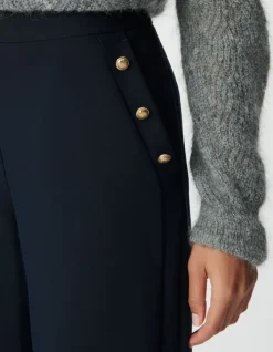 Pantalon droit marine flanelle Femme